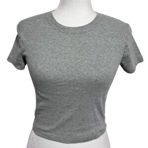 Hollister Gray Baby Tee Crop Top T-Shirt Size Small 100% Cotton Soft